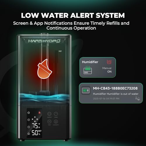 MARS HYDRO 2026 New Plant Humidifier 6L,with Adjustable Humidity,Timer Function,Ultrasonic Precise and Silent Operation,No-Leak Seal for Grow Tent,Indoor Planting,Greenhouse - size: 6L