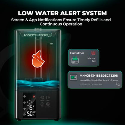MARS HYDRO 2026 New Plant Humidifier 6L,with Adjustable Humidity,Timer Function,Ultrasonic Precise and Silent Operation,No-Leak Seal for Grow Tent,Indoor Planting,Greenhouse - size: 6L
