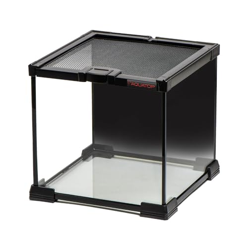 Aquatop 2.1 Gallon Cube Terrarium with Durable Mesh Top for Easy Access & Ventilation - Perfect for Reptiles & Plants, 7.87 x 7.87 x 7.87 Inches, RT-02 - size: 2.1 Gallon