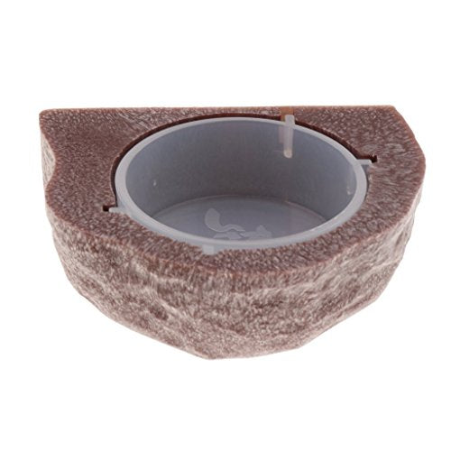 2 Pieces Magnetic Feeding Bowl Reptile Feeder for Lizard Snake Crested Gecko (Brown) - color: Brown