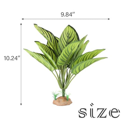 IBWell Reptile Terrarium Plants - Tortoise Habitat Accessories, Artificial Spider Plant for Gecko, Ball Python - Calathea Makoyana A