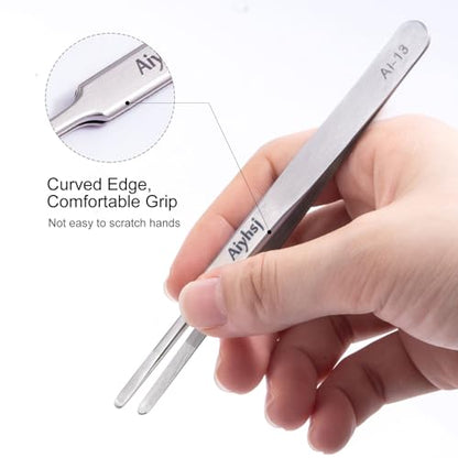 Precision Tweezer, Upgraded Professional Flat Tip Round, High-end Stainless Steel Tweezers for Craft, Electronics, Laboratory Work, Also Great Precision for Hair and Ingrown Hair Removal - style: Flat Tip Round (4.72in)