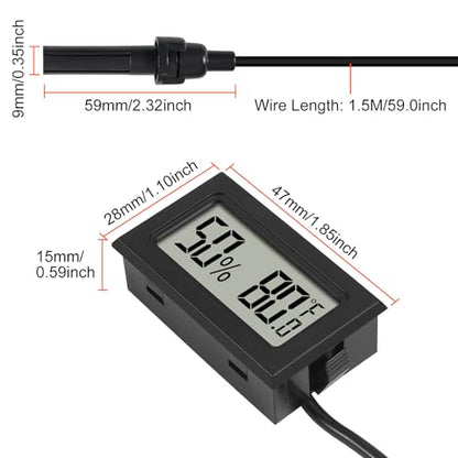 6Pcs Mini Digital Thermometer Hygrometer Gauge with Probe Sensor LCD Display Meter Indoor Temperature Humidity Fahrenheit Meter for Incubator Reptile Plant Tank Garden ℉ - size: 6 pcs
