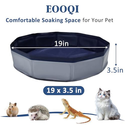 Eooqi Foldable Bearded Dragon Bathtub, Collapsible Reptile Bath Pool & Small Pet Water Tub, Portable Hard-Side Reptile Swimming Pool for Bearded Dragons, Hedgehogs and Hamsters (Gray, 19 x 3.5 in) - color: Gray