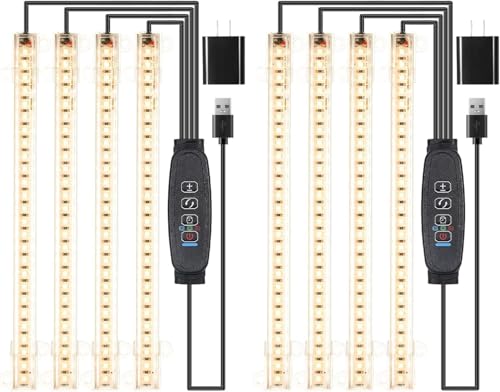 8.6'' LED Plant Growing Light Strips, Full Spectrum 3500K Grow Light for Indoor Plants with 3/9/12H Timer, 10 Dimmable Levels for Seedling Succulent and Plant Shelf, 4 Head 2 Pack - color: Warm, size: 8.6Inch 4 Head 2 Pack