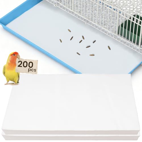 17.7x13.8in Bird Cage Liners - 200 Sheets Pre-Cut Disposable Cage Tray Liners, High Absorbent Non-Woven Pads for Parrots, Cockatiels and Small Animals - size: 17.7x13.8in-200P