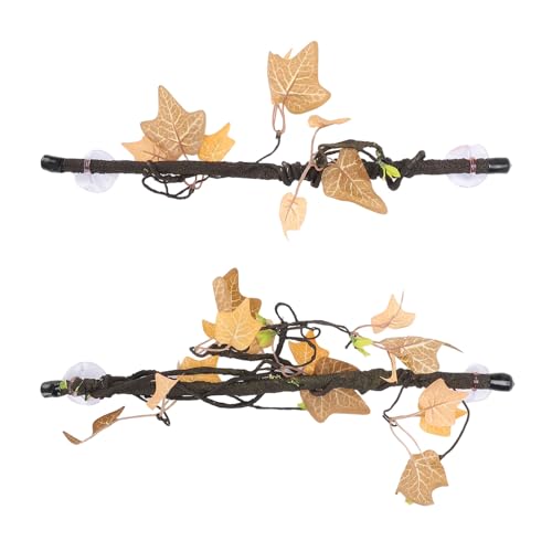 Reptile Climbing Branches 2pcs with Suction Cups, Realistic Plastic Bendable Jungle Vines Terrarium Decor for Bearded Dragon Lizard Snake Tank Accessories