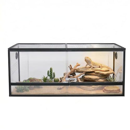 48x20x20'' Bearded Dragon Tank, 83 Gallon Reptile Terrarium, Aluminum Frame Reptile Enclosure with Lockable Sliding Glass Doors, 270° View & 304 Mesh Top