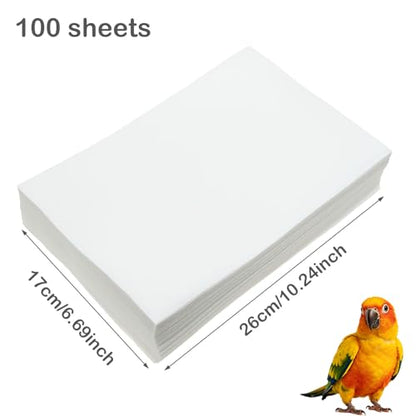 100 Sheets Bird Cage Liner Papers, Disposable Bird Cage Paper Liners, Cuttable Pet Animal Cages Cushion, Precut Absorbent Bird Paper for Bird Parrot Small Animal, 6.7 x 10.2'' - size: 6.7''x 10.2''