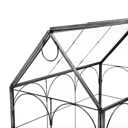 HighFree Geometric Plant Terrarium with Lid, House Succulent Terrarium Kit for Display, Air Plants, Succulents, Home Tabletop Miniature Terrarium, Not Airtight or Waterproof (Black) - color: Black