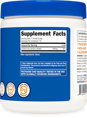 Nutricost Calcium Citrate Powder (250 Grams) Unflavored - size: 8.82 Ounce (Pack of 1)