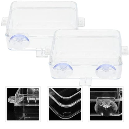 BESTonZON Reptile Feeding Bowls with Suction Cup, Small Reptile Dish Water Feeder, Escape-Proof Food Container for Geckos, Lizards, Bearded Dragons, 2pcs