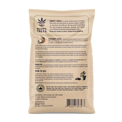 Happy Trees Coco Coir and Perlite Growing Medium, Potting Mix, Seed-Starting, Premium Quality Triple-Washed for Low Salt/EC, pH Balanced Loose Coconut Fiber, Peat-Free, 9 Quarts (10L) - size: 10L