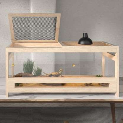 80 Gallon Reptile Tank – 4x2x2 Large Reptile Enclosure for Bearded Dragon Terrarium, Snake Enclosure & Reptile Cage with Mesh Lid