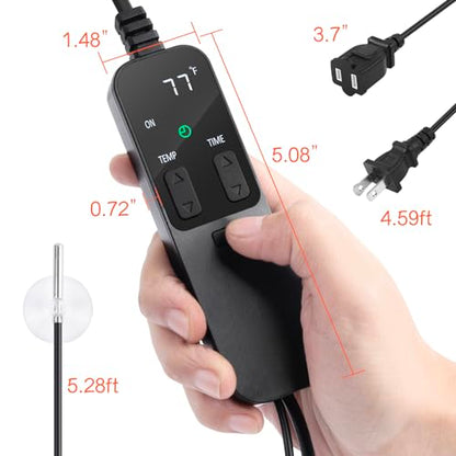 PID Dimming Thermostat Reptile with 24 Hours Cycle Timer for Reptiles Heat Lamp Heating Pad Seedling Heat Mat Temperature Controller