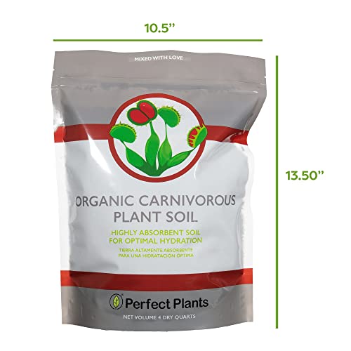 Perfect Plants Carnivorous Plant Soil | 4 Qts. Organic Premium Mix | Use with Venus Fly Traps, Pitcher Plants, or Other Carnivorous Plants - size: 4 qts.