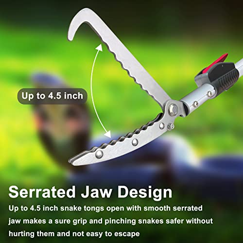 4.7-7.2 FT Snake Grabber Telescopic with Hooks, Rattle Snake Catcher Tool, Long Handle Reptile Wide Jaw Tongs