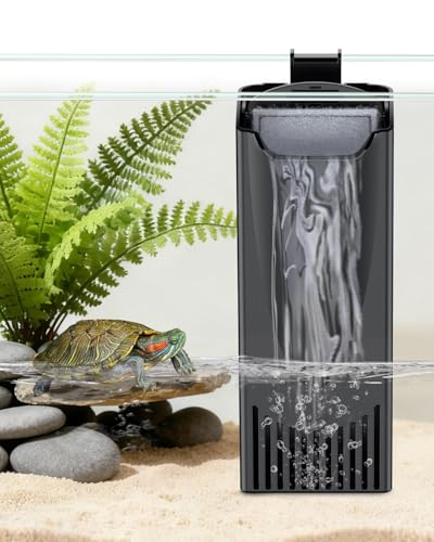 Pawfly 61 GPH 5.2 W Turtle Tank Filter, Low Water Level Turtle Filter for 3-15 Gallon Tanks, Mechanical & Bio-Filtration Internal Filter for Turtle Tanks, Ultra Quiet Waterfall Turtle Water Filter - size: 5.2 W 61 GPH (for 3-15 Gallon Tanks)