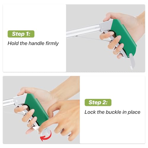 50" Folding Snake Grabber Tongs, Stainless Steel Snake Catcher Tool with Wide Jaws & Non-Slip Handle – Humane Reptile Handling Stick for Outdoor, Yard, Farm & Camping Use - color: Green