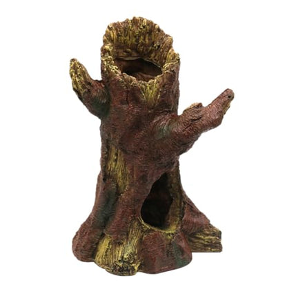DECHOUS Aquarium Decor Resin Hollow Tree Trunk, Fish Tank Hideout Cave Simulation Driftwood Root Terrarium Accessories for Betta Fish, Shrimps, Reptiles Amphibians
