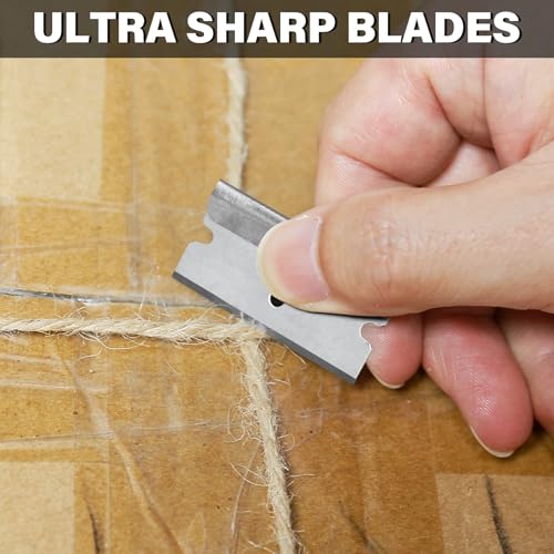 HAUTMEC 100 Pack Single Edge Razor Blades, Heavy Duty Edge Blades, Ultra Sharp, Rust-Resistant,Industrial & DIY Use, Fits most Standard Scraper & Utility Knife, for Removing Decals, Stickers 25029 - style: 100pc Razor Blades