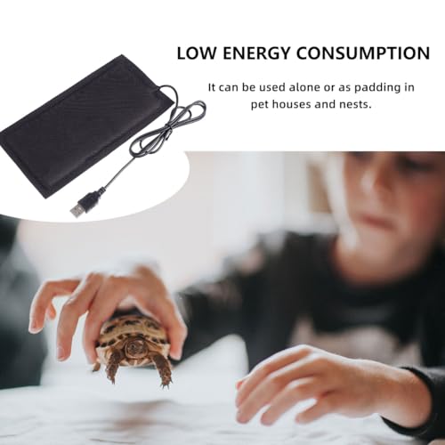 Balacoo USB Reptile Heating Pad, Under Tank Heater for Snake, Lizard, Turtle, Terrarium Heat Mat for Reptile, Consistent Temperature Control (Black, 7.9 x 3.9 in)
