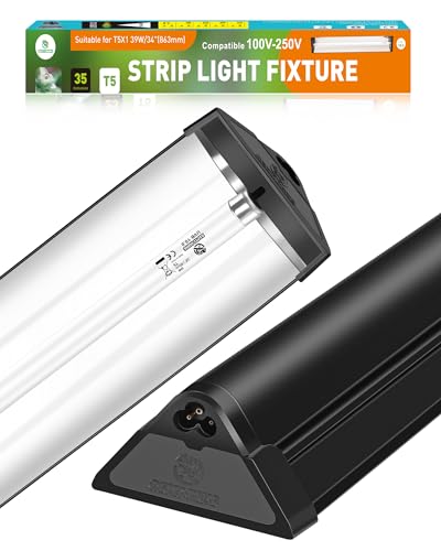 T5 UVA UVB Reptile Light Combo Kit(100V-250V Wide Voltage), Reptile Light Fixture with UVB 10.0 Fluorescent Tube, 39W UVA UVB Lamp Bulb for Bearded Dragon Tortoise - size: T5 39W Combo Kit