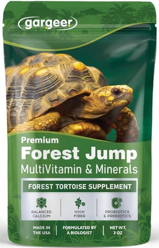 Gargeer Forest Jump - Forest Tortoise Multivitamin & Mineral Powder 2oz, Probiotics, Calcium & Vitamins for Red Foot, Yellow Foot & Hingeback Tortoises & All Forest Tortoises. Made in the USA. Enjoy!