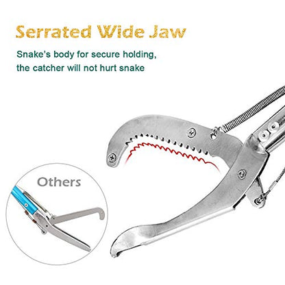 IC ICLOVER Snake Tongs, Upgrade 60 Inch Extra Long Snake Grabber Professional Heavy Duty Reptile Rattle Snake Catcher Wide Jaw Handling Tool with Lock, Non-Slip Grip Handle