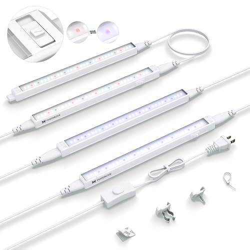 Maygrove Grow Lights for Indoor Plants, Tunable Spectrum 1FT LED Growing Lamp 28W (4 x 7W), T5 Grow Light Strip for Seed Starting, Vegetables, Linkable, White, 4-Pack - color: Red+Purple, size: 1ft-white Cover