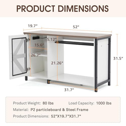 OC Orange-Casual 55-75 Gallon Aquarium Stand with LED Lighting & Power Outlets - Heavy Duty Metal Fish Tank Cabinet with Adjustable Shelves, 1000LB Capacity (White) - color: White