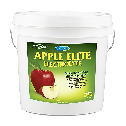 Farnam Apple Elite Horse Electrolytes Powder Supplement, Replaces Vital Minerals, Encourages Hydration, Sugar-Free, Contains Sodium, Potassium, Calcium & Magnesium, Apple Flavored, 5 lb - size: 20 pounds
