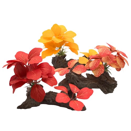 M2cbridge Artificial Fish Tank Plants Silk Aquarium Plastic Plant Aquatic Water Grass Foreground Decor(3PCS Big Colorful) - color: 3pcs Big Colorful