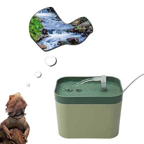 Reptile Water Bowl with Filtration System, Lizard Drinking Fountain, Bearded Dragon Tank Accessories, Reptile Habitat Waterfall for Bearded Dragon, Leopard Gecko, Chameleon, Snake - color: Green