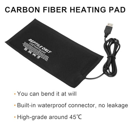 Medium Reptile Heating Pad USB Powered 45℃ Constant Temperature Mat Water Safe Flame Retardant 7 Layer Safety Design for Reptile Snake Leopard Gecko Turtle (S) - size: S