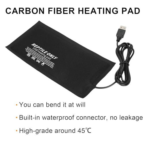 Medium Reptile Heating Pad USB Powered 45℃ Constant Temperature Mat Water Safe Flame Retardant 7 Layer Safety Design for Reptile Snake Leopard Gecko Turtle (M) - size: M
