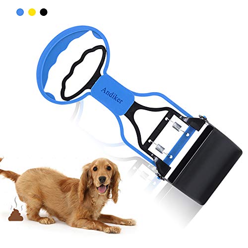 Andiker Pooper Scooper for Pets, Portable Pet Waste Scooper, Dog Jaw Scoop with Long Handle for Pet Waste Pick Up(Blue) - color: blue