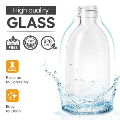 Tecohouse 2 Pack Glass Spray Bottles, 250ml Small Glass Bottles for Cleaning Solutions, Spray Bottles for Essential Oils, Plants, with Durable Nozzle, Labels, Funnel - Clear - color: 8.5 oz Clear-Black Lids