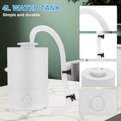4L Reptile Fogger, Leak-Proof Design, Reptile Humidifier with Hose, Single/Dual Fog Output, White, 1 Set