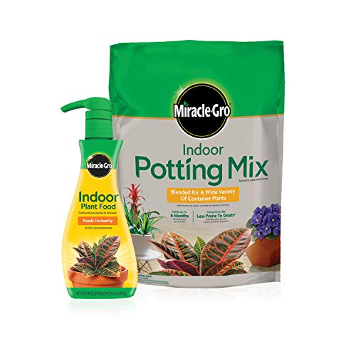 Miracle-Gro Indoor Potting Mix (6 qt.) and Indoor Plant Food (8 oz.) - Bundle for Growing and Fertilizing Houseplants - size: Bundle Pack