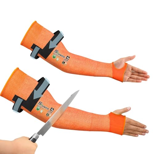 Schwer PRO-SKIN ANSI A9 Cut Resistant Arm Sleeves for Men & Women S904, Puncture Resistant Arm Protectors for High Risk Work, UPF50+ UV Protection Cooling Gardening Sleeves, Bulk Orders Available - color: Orange, size: 18 In-1 Pair