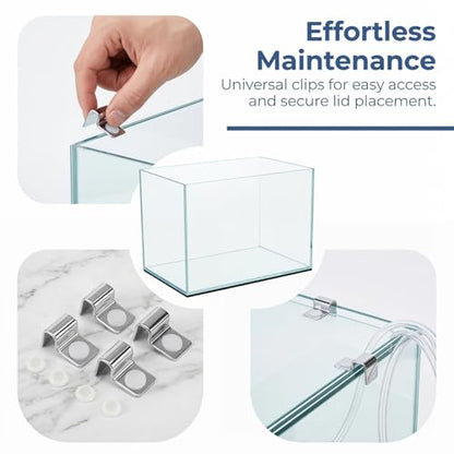 Stainless Steel Fish Tank Cover Brackets 4Pcs Aquarium Lid Clips Secure Support for 5mm Glass Aquarium Lid Fish Tank Accessories