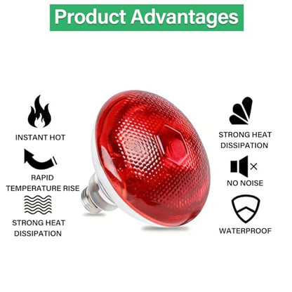 150W Infrared Heat Lamp Bulbs,Reptile Infrared Heat Emitter Red Heat Lamp Bulbs Infrared Basking Light Bulbs for Reptiles, Lizard, Tortoise, Chickens, Pets (4)
