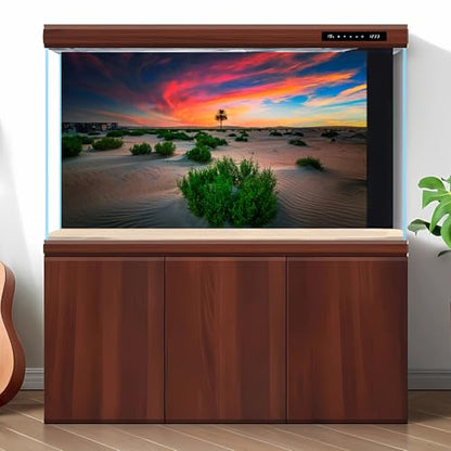 Sunrise Desert Reptile Tank Background Beautiful Sunset Desert Green Plants Terrarium Background Sand Peaks Dunes Desert Landscape Reptile Habitat Background Sunset Desert Aquarium Background 36x24in - size: 36(W)x24(H)inches/ 90(W)*60cm(H)