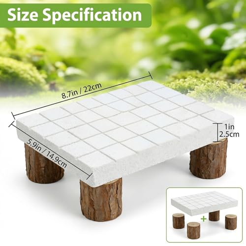 Bearded Dragon Shedding Rock, Bearded Dragon Basking Platform with Calcium Stone & Wooden Pile, Reptile Claw Grinding Block for Dead Skin Removal, Bearded Dragon Tank Accessories for Terrarium Habitat