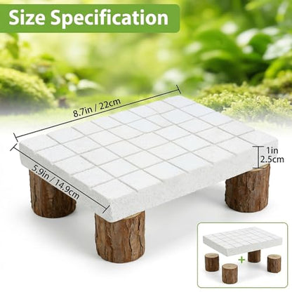 Bearded Dragon Shedding Rock, Bearded Dragon Basking Platform with Calcium Stone & Wooden Pile, Reptile Claw Grinding Block for Dead Skin Removal, Bearded Dragon Tank Accessories for Terrarium Habitat