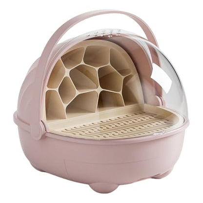 Silkworm Breeding Box Transparent Small Animal Feeding Container Removable Habitat Cage Portable Reptile Carrier with PP Material for Turtle Frog Snak, Pink - color: Pink
