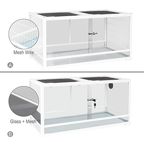 50 Gallon White Knock Down Reptile Terrarium Front Opening Cage Sliding Door with Screen Ventilation Habitat Tank 36" x 18" x 18", Easy Assembly