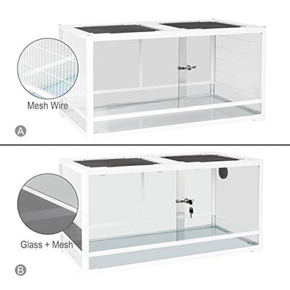50 Gallon White Knock Down Reptile Terrarium Front Opening Cage Sliding Door with Screen Ventilation Habitat Tank 36" x 18" x 18", Easy Assembly