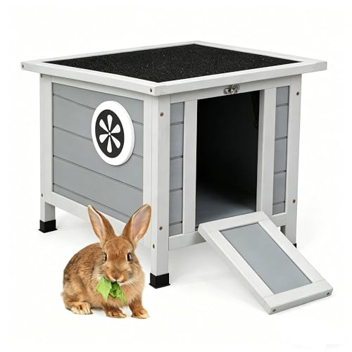 Coziwow Rabbit Hutch, Bunny Cage Indoor with Openable, Portable Small Animals Shelters with Nonslip Ramp for Hideout Rabbits/Feral Cats/Chicken/Duck/Small Animals-Gray - color: Gray